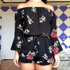 F21 Floral Off the Shoulder Floral Romper